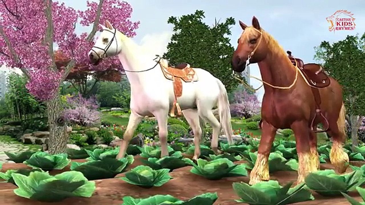 Arco iris Caballo Aprender los Colores || Aprender Sonidos de Animales y de los Dedos de la Familia de los Niños Rimas
