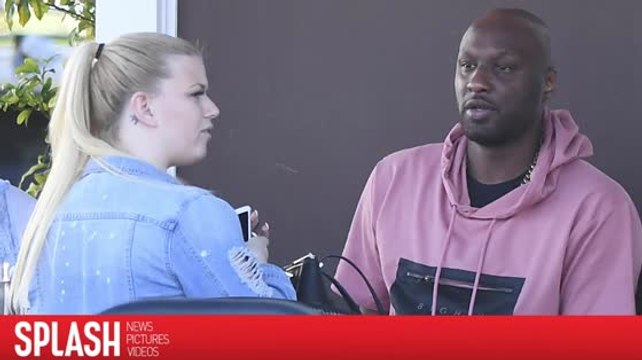 Lamar Odom Lunches with Assistant in Sherman Oaks