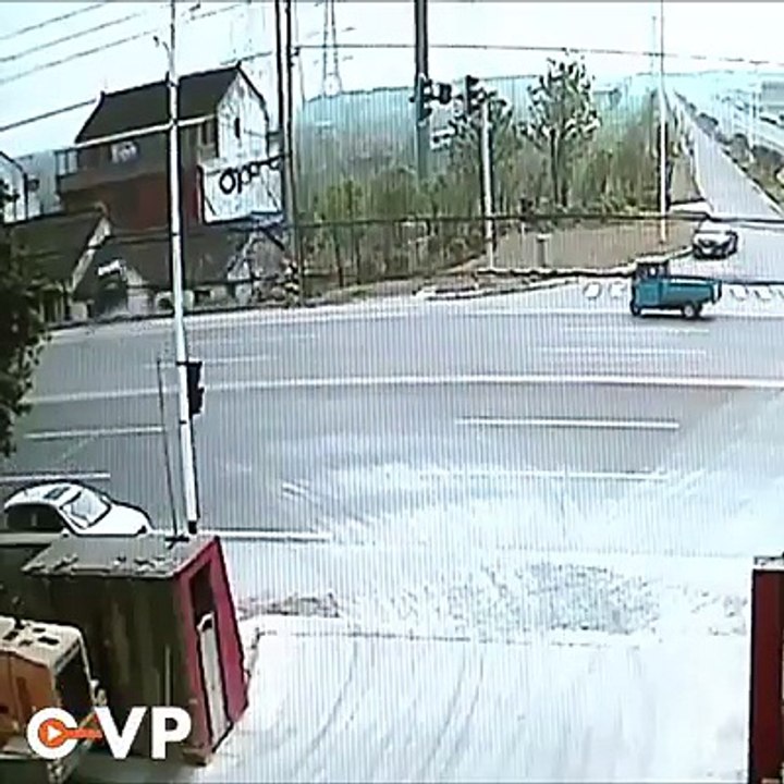 Car Loses Control and Lands On Top of House