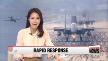 Two B-1B strategic bombers train over Korean skies