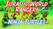 Jurassic World Dino Tractor Captures a Raptor Dinosaur and the Teenage Mutant Ninja Turtle