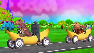 Flying Gorilla Vs Dinosaurs Finger Family Songs & Animals Nursery Rhymes & Cartoon Animals