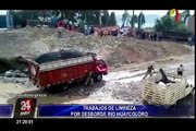 Continúan trabajos de limpieza tras desborde de río Huaycoloro