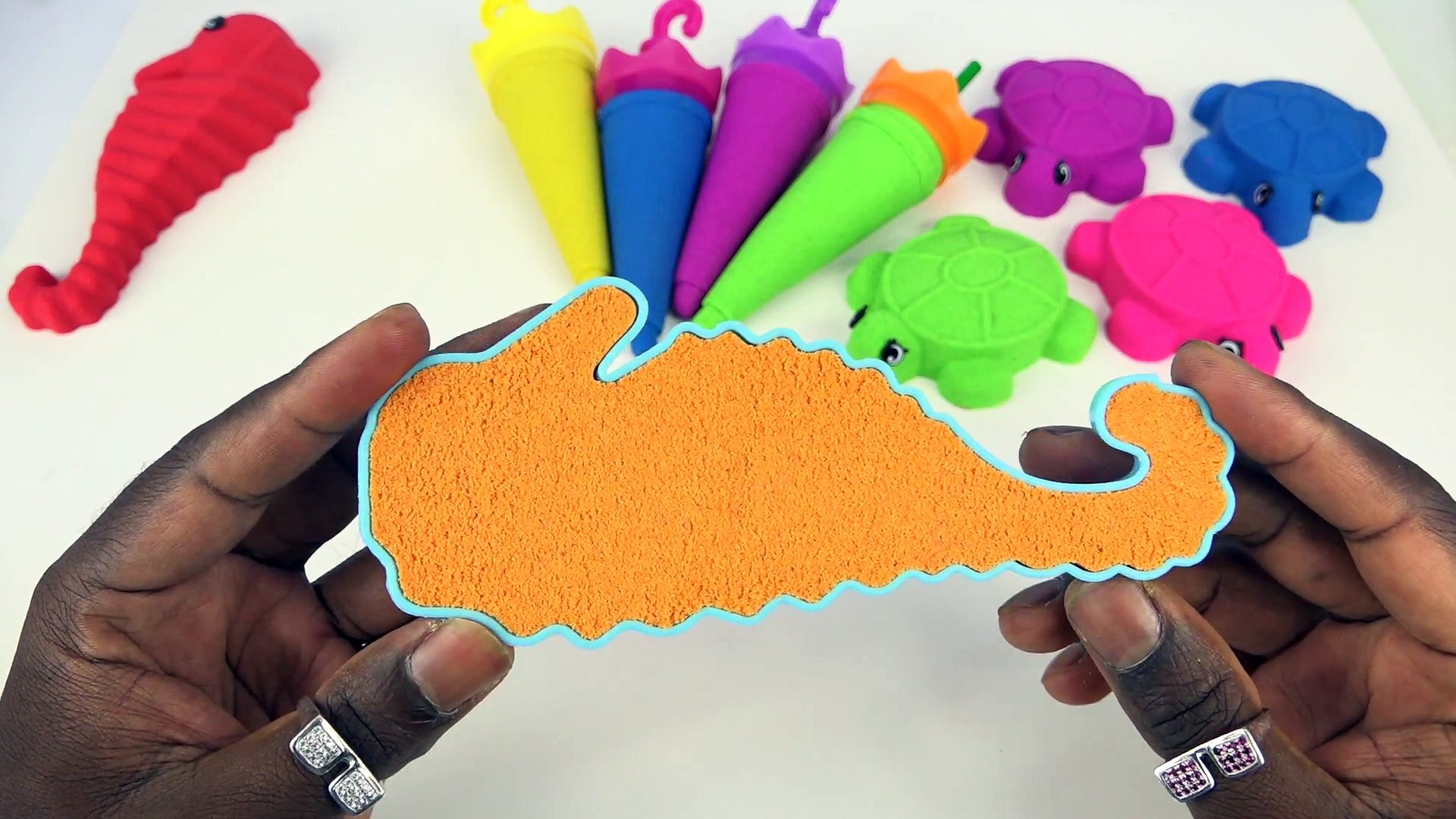 Kid Toys | DIY How To Kinetic Sand SeaHorse Kinetic Sand Ice Cream Popsicles Mighty Toys