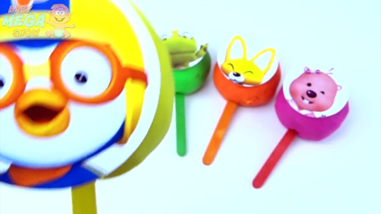 Play Doh Lollipop Stacking Clay Toys for Kids Pororo Collection English Learn Colors for C