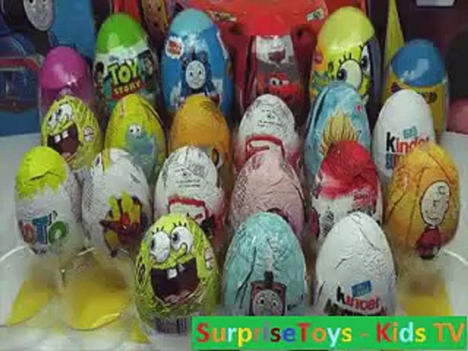 21 Surprise Eggs Kinder Surprise Cars 2 Spongebob Thomas Zaini Surprise
