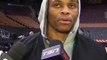 Russell Westbrook tacle Stephen Curry