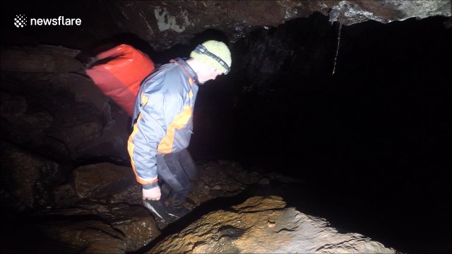 Kayaker explores lake beneath other lake in Ireland