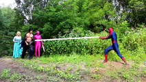 Spiderman & Frozen Elsa vs POISON IVY! w/ Pink Spidergirl, Maleficent, Joker, MLP & Giant