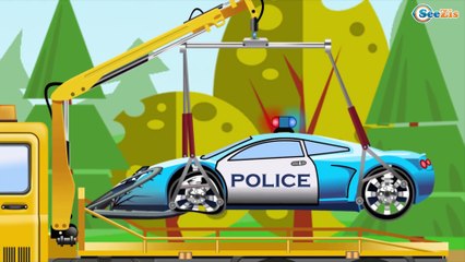 Video for kids - Cartoons for children about The Police Car. Emergency Cars & Vehicles Kids Cartoon