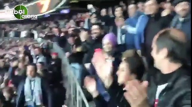 Beşiktaş fans celebrating the 4th goal in their win over olympiakos in the UEFA Europa League