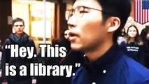 도서관 사서, 시끌벅적 야단법석 피우는 반 트럼프 시위자들에게 조용히 하라고 소리질러