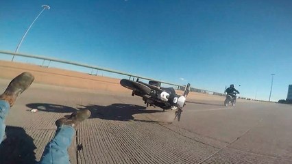 High-speed motorcycle wheelie ends in epic fail