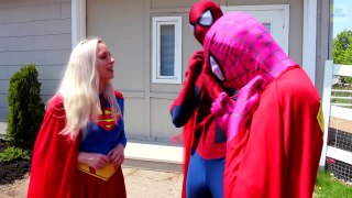 Spiderman is SLIMED! w_ Frozen Elsa Pink Spidergirl Superman Batman Anna! Funny Superhero Video  -)-lF7-5jNnW2U