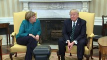 Awkward! Trump refuses to shake Merkel's hand in Oval Office