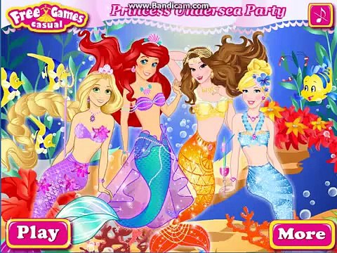Disney Princess Elsa Rapunzel Ariel Belle Cinderella as Mermaids - Princess Dress Up Game