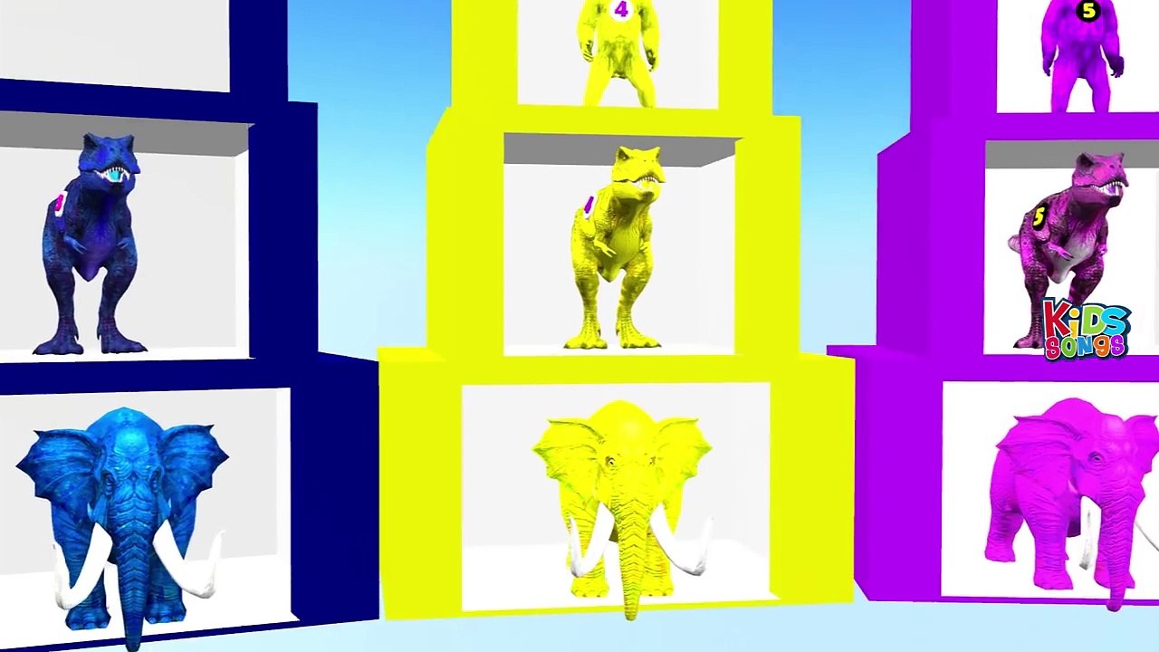 Train Colors Animals Learning Videos For Children | Wild Animals Dinosaurs Gorilla Videos