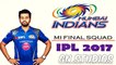 #IPL 2017 Mumbai Indians Final Squad || Theme Song, Mumbai Indians.