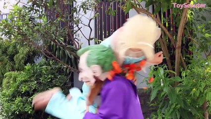 Frozen Elsa Loses Her Mouth! w_ Joker, Spiderman & Doctor Pink Spidergirl in Real Life-IhSufB6M