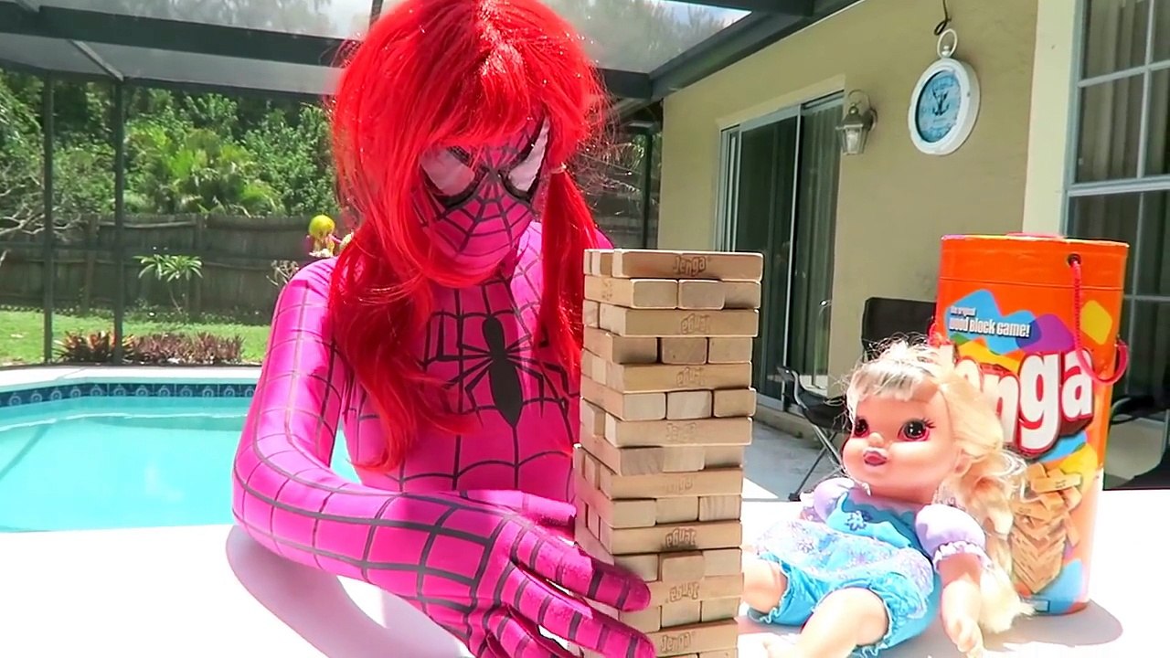 Pregnant Frozen Elsa & Pregnant Spidergirl w/ Evil Elsa Twin and Baby Spiderman - MEGA Com