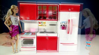 Cooking Kitchen Fridge Oven Toy Set with Barbie For