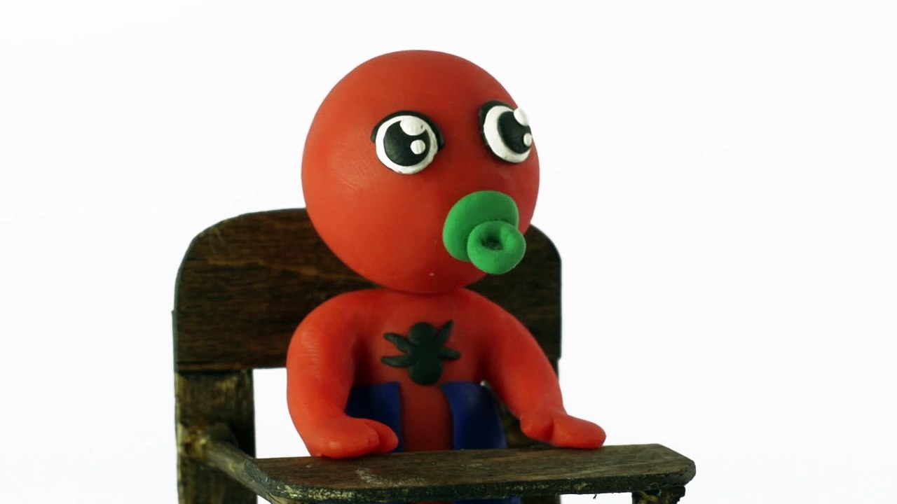Spiderman baby superheroes real life stop motion video play doh Youtube-3