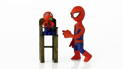 Spiderman baby superheroes real life stop motion video play doh Youtube-3M