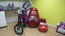 GIANT EGG SURPRISE TOYS Glowing Disney Cars Lightning McQueen PowerWheels Ride On Car & Bicycle-zC-8c_