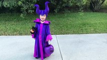 Evil Girl Maleficent, Paw Patrol Marshall & Captain America go Trick or Treating on Halloween-avC