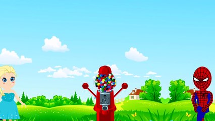 Frozen Elsa & Spiderman Love Kiss Bubble Gumball machine Challenge-Bv4gHqDh