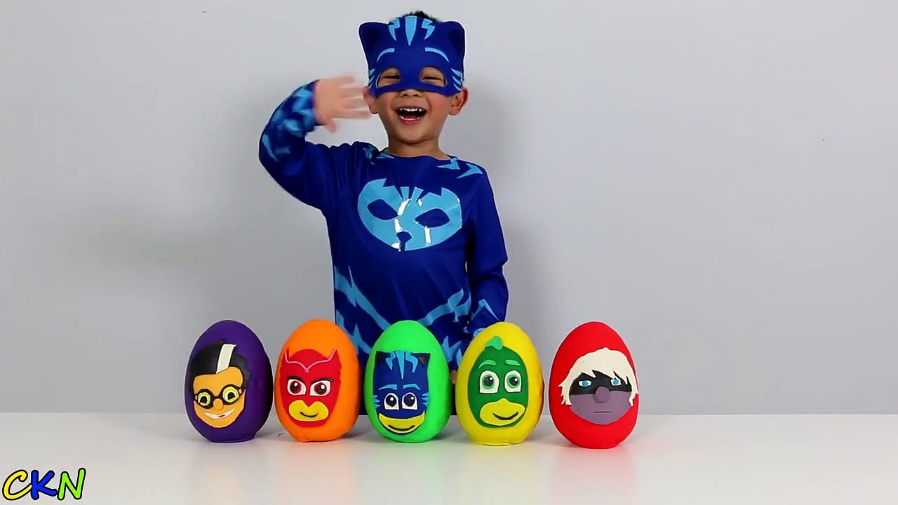 Disney PJ Masks PlayDoh Surprise Eggs Opening Fun With Catboy Gekko