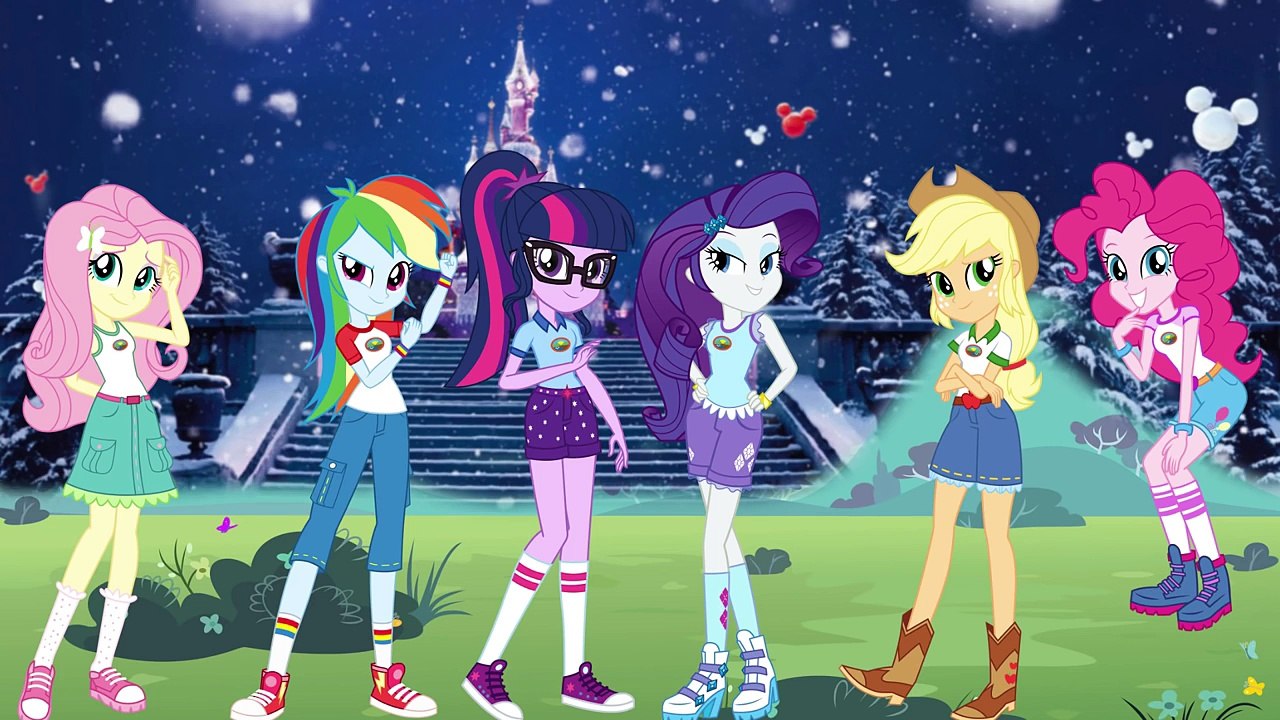 MY LITTLE PONY Equestria Girls Transforms into DISNEY PRINCESS Coloring Videos For Kids
