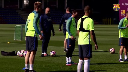 dives in with two-footed lunge to win ball back in rondo