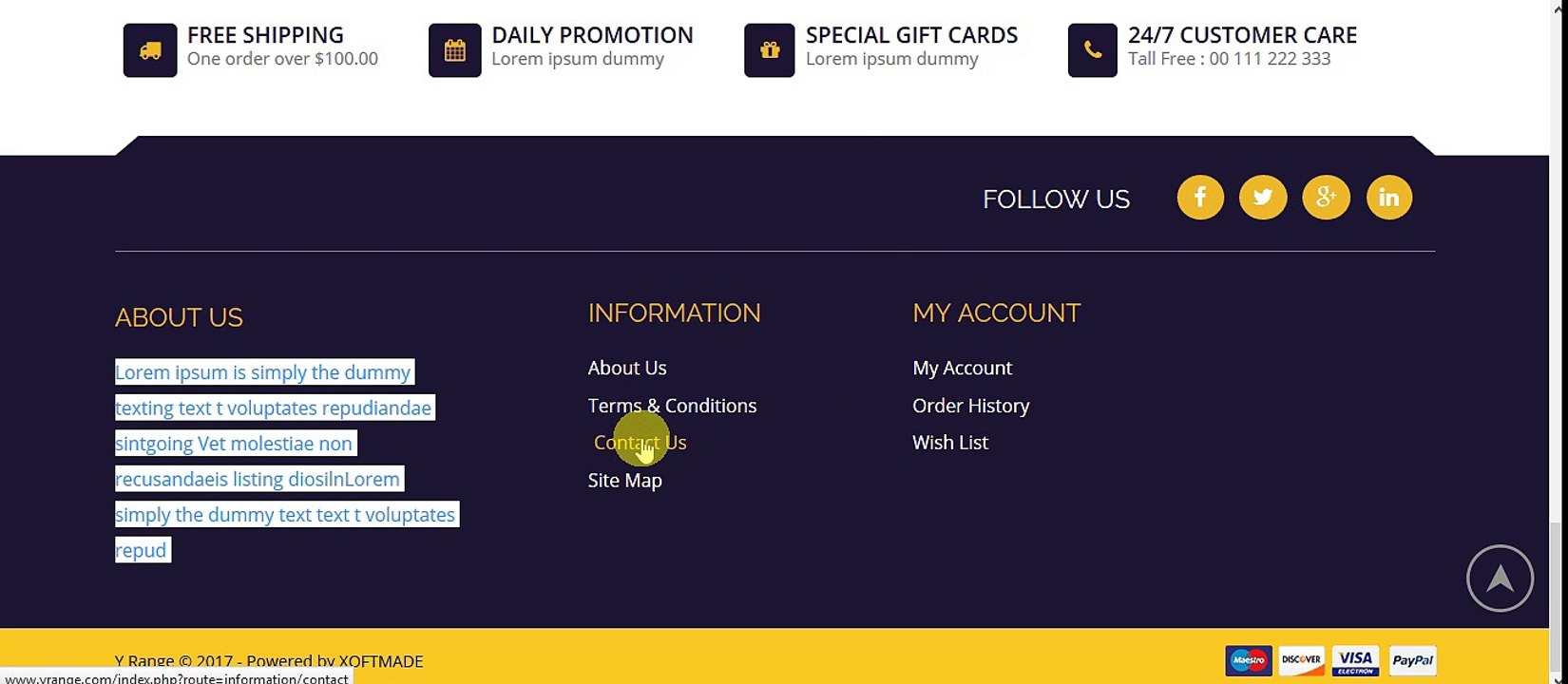 Footer Pages Content