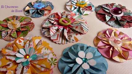 Flores de Papel Scrapbooking,  Flores para tu Organizador Magnético, Porta Make Magnético