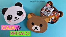 Kawaii Diy, Caja de Regalo Osito Panda/Osito Rilakkuma, Kawaii Gift Box, Caja Cartón Corrugado