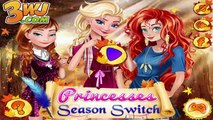 Disney Princesses Elsa Anna Ariel Rapunzel and Snow White Season Switch Dress Up Game