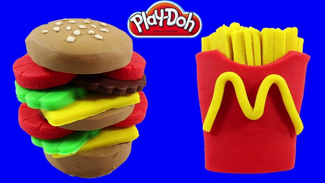 Peppa pig toys Hamburger! - Play doh Stop Motion french fries colorful playdoh clay