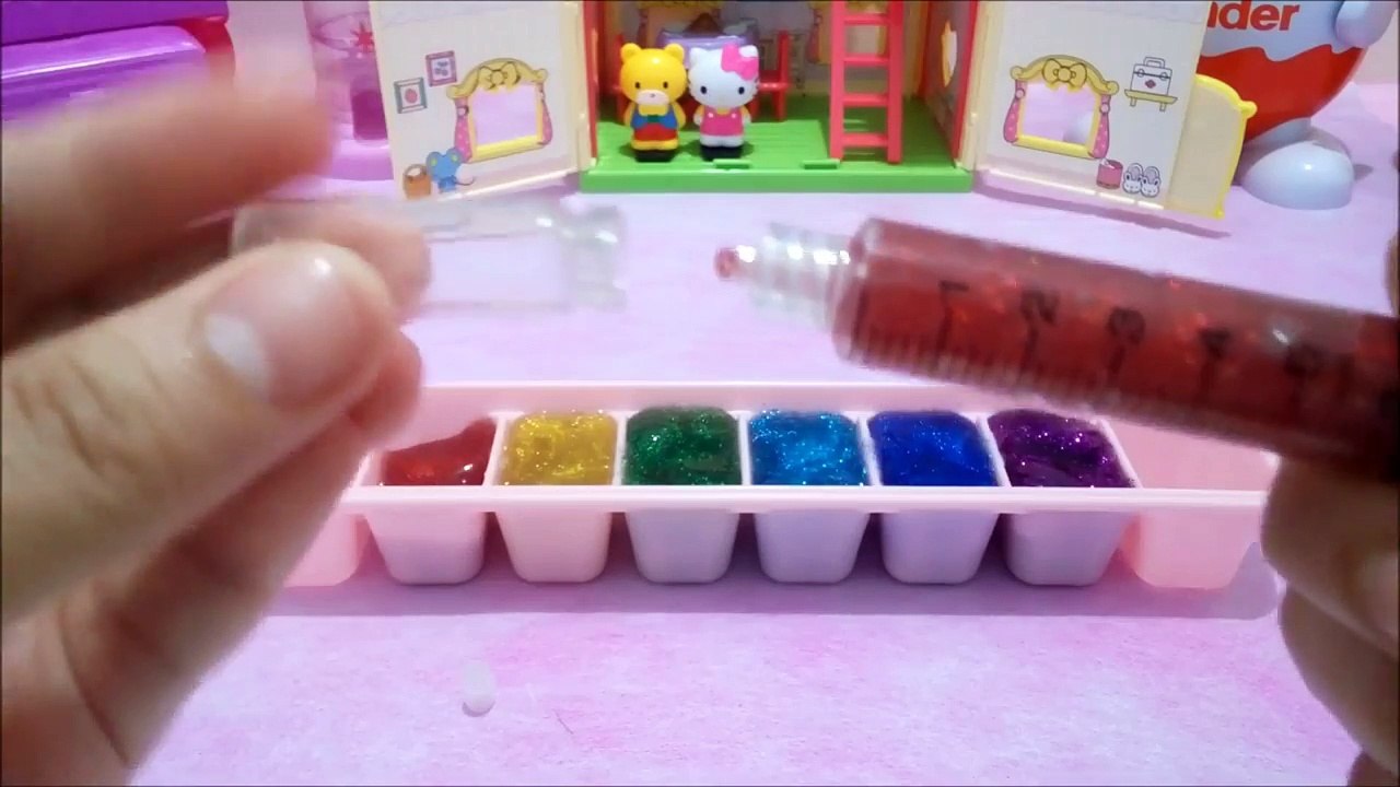 DIY How to Make Your Own GLITTER RAINBOW SLIME CHARM Learn Colours ♥ Toys World Video-hlvxanyARYg