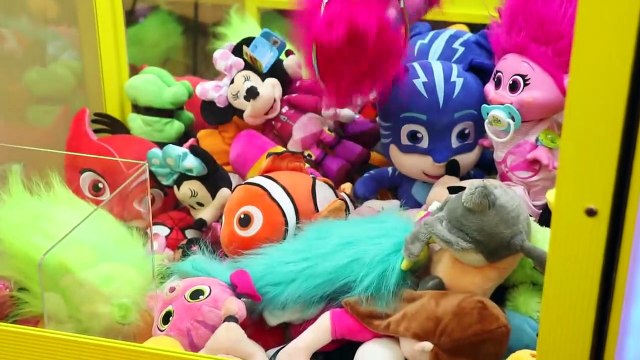 KID IN A CLAW MACHINE! Trolls Baby Poppy & Branch Toys Inside a Huge Crane Machin