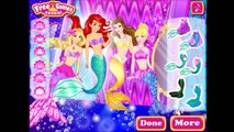 Disney Princess Elsa Rapunzel Ariel Belle Cinderella as Mermaids - Princess Dress Up Game