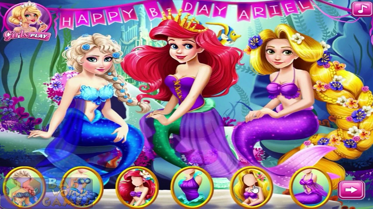 И день рождения дисней Эльза Русалка вечеринка Принцесса Рапунцель → Ariel BFF
