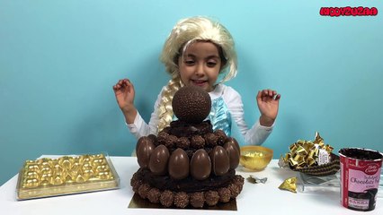 Elsa vs Maleficent CHOCOLATE CAKE CHALLENGE! Disney Frozen Real Life Video Movie   Kinder Eggs!-h