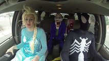 Superheroes Dancing in a Car!! Superheroes in real life Spiderman and frozen elsa Pink spi