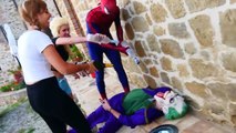 #Spiderman and Batman vs Joker Prank!with Frozen Elsa and Anna! Funny Superheroes in Real