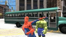 Wheels On The Bus Go Round And Round with Hulk & SpiderMan   Kids Song | Nursery Rhyme fo