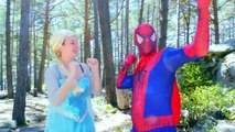 Spiderman Flies! w/ Frozen Elsa, Jack Frost, Maleficent and Prank! Superhero Fun :)