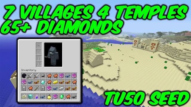 Minecraft Xbox One PS4 TU50 SEED - 7 VILLAGES 4 TEMPLES 65+ DIAMONDS