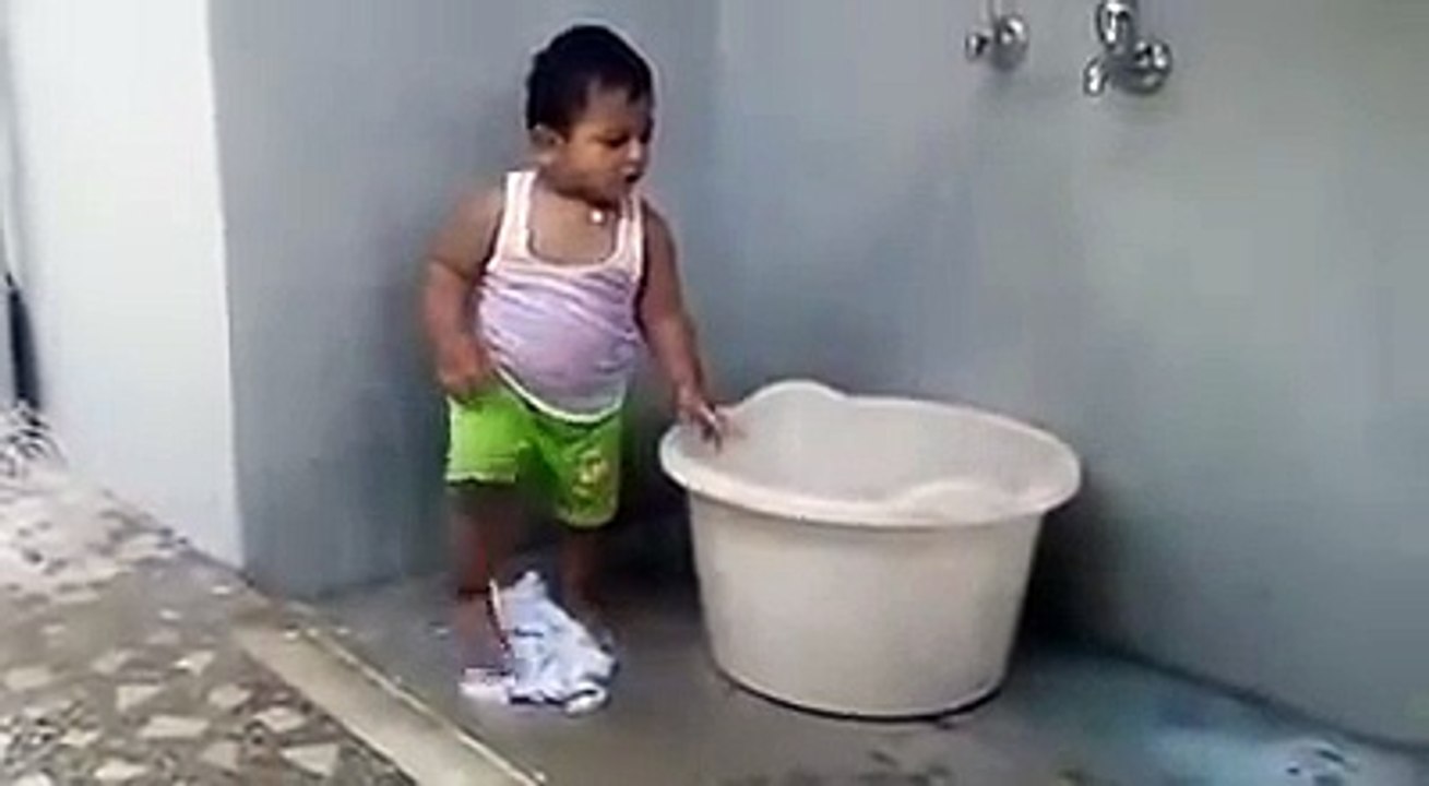 New Baby Funny Videos 2017   Indian Baby Washing Clothes   Whatsapp Video Latest