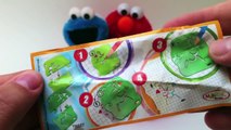 Elmo & Cookie Monster Unboxing Unwrapping Kinder Surprise Eggs Toys - #4